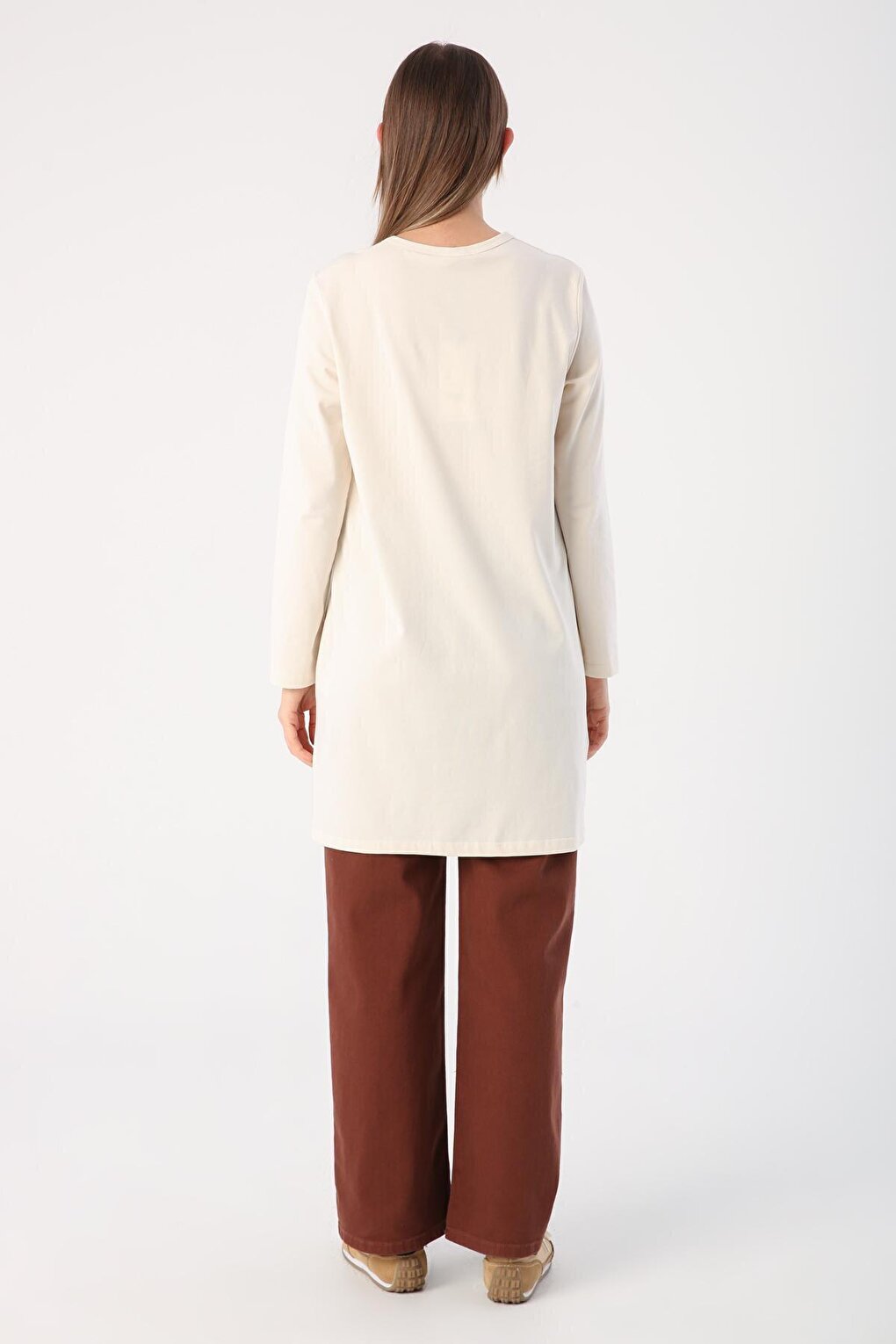 Ecru Basic Cotton Single Jersey Sweat Tunic