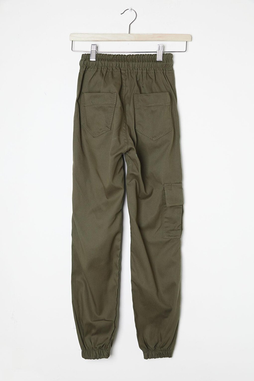 Khaki Cargo Pocket Elastic Waist Boy's Linen Trousers 16207