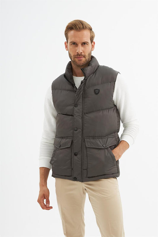 Men's Pocket Detailed Puffer Vest Anthracite