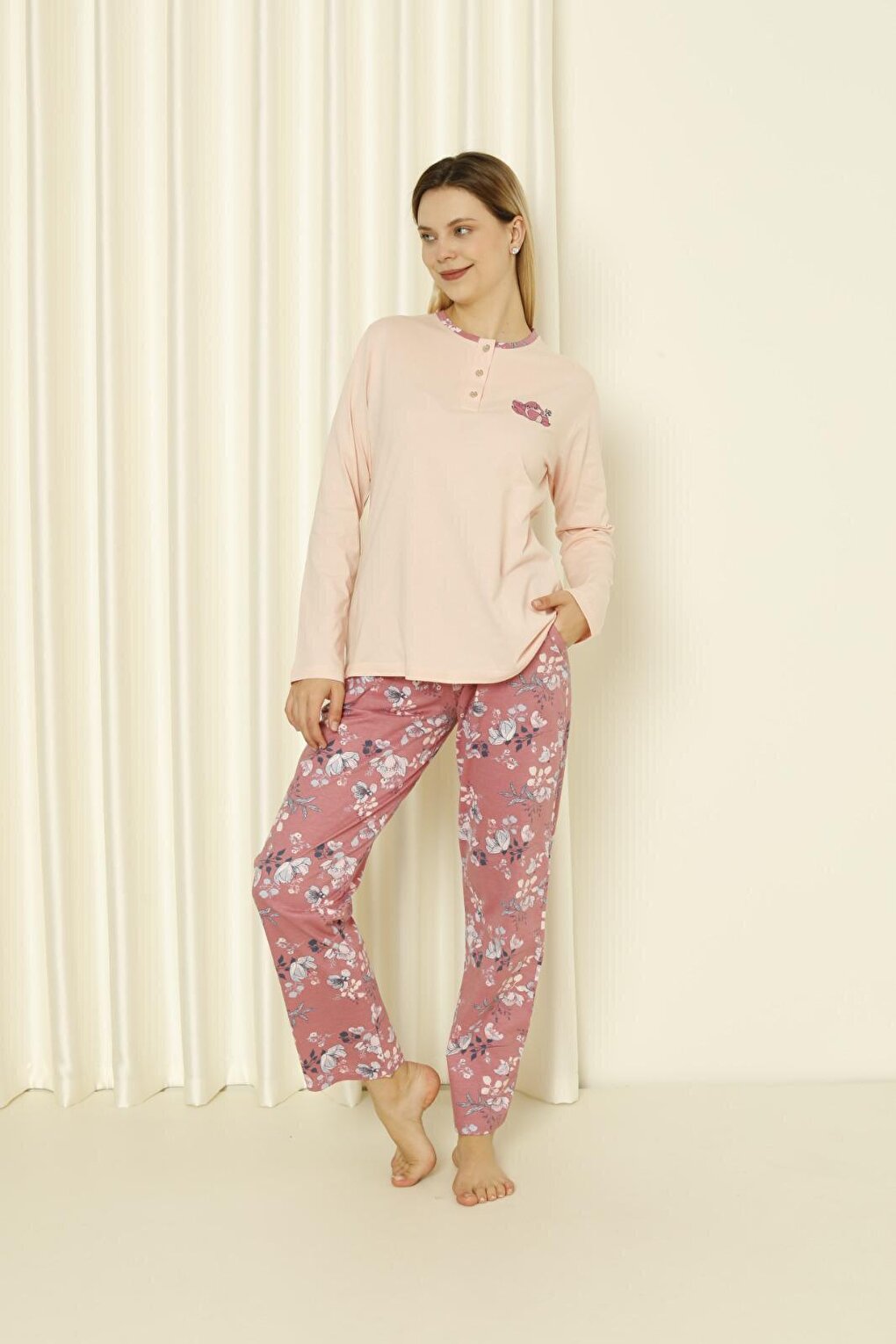 Women's Pajama Set Long Sleeve Single Jersey Cotton Seasonal W20262242