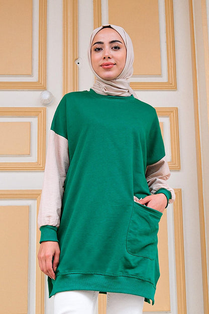 Tunic with Parachute Sleeves, Emerald Green