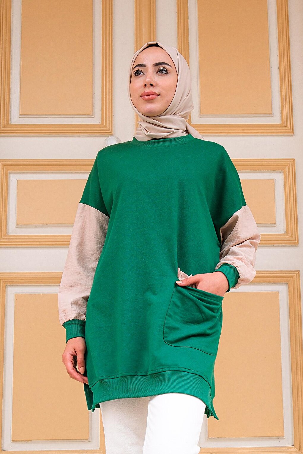 Tunic with Parachute Sleeves, Emerald Green