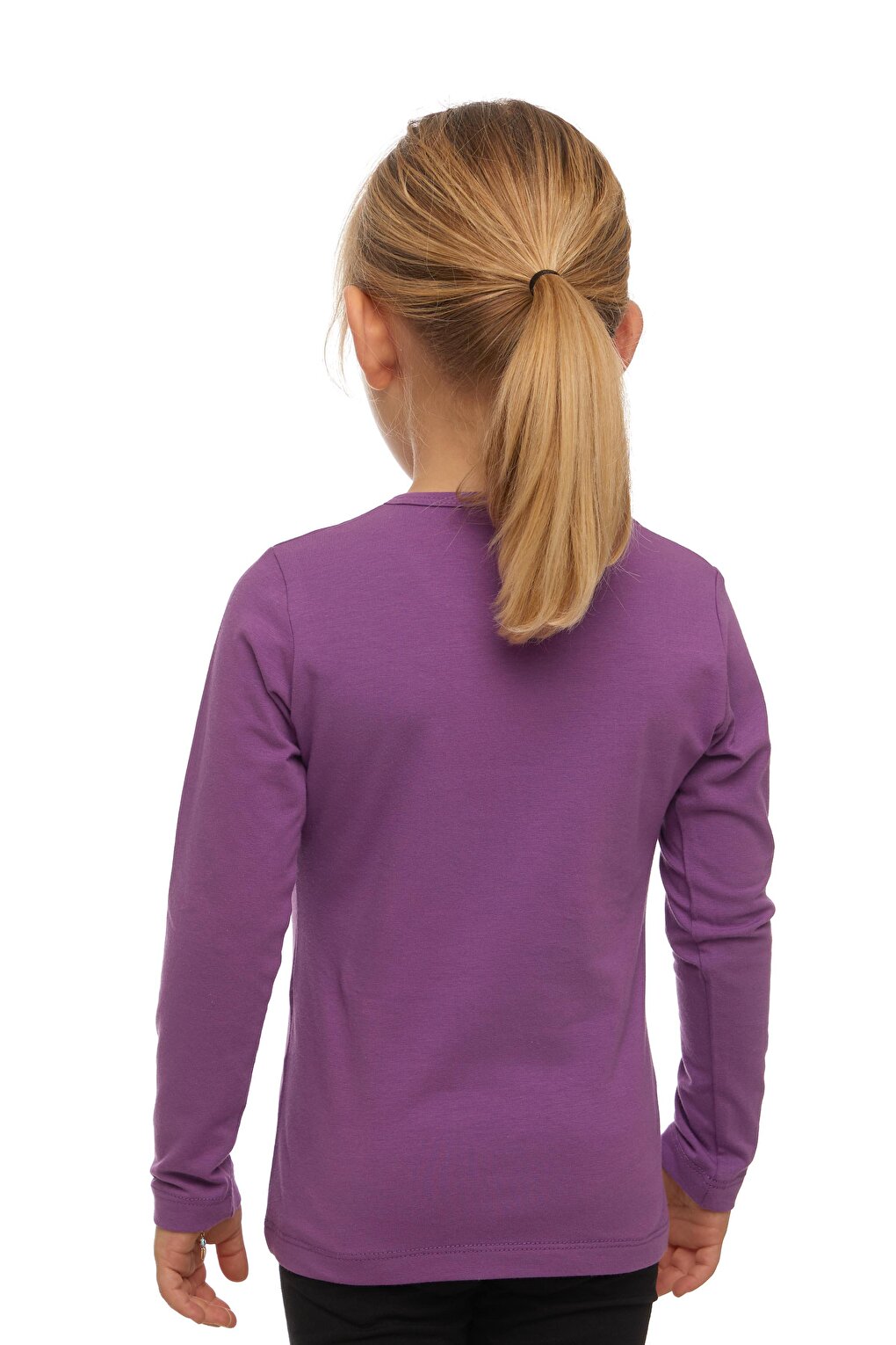 Light Purple Girl's Plain Basic Lycra Long Sleeve T-Shirt