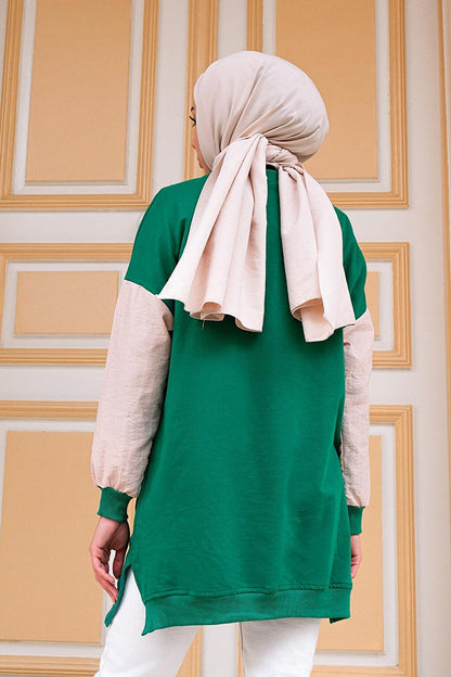 Tunic with Parachute Sleeves, Emerald Green