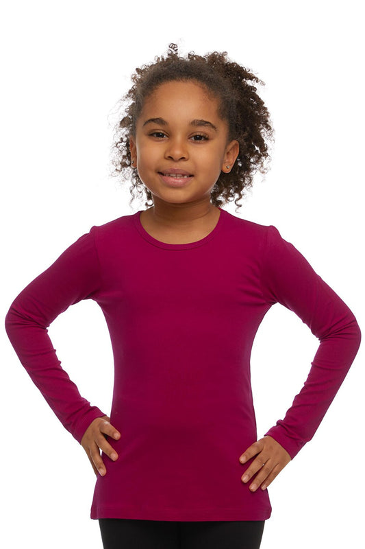 Plum Girl's Plain Basic Lycra Long Sleeve T-Shirt