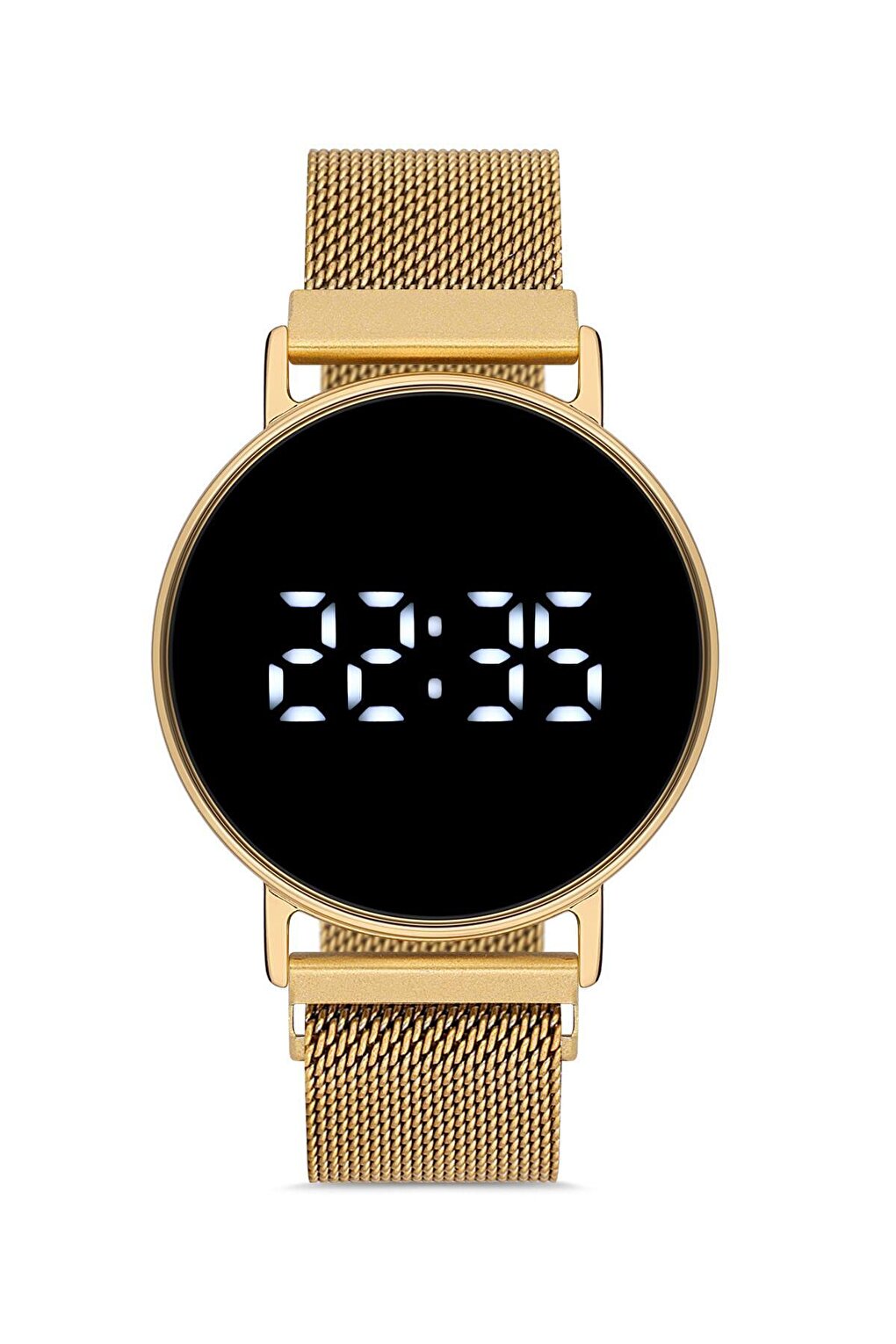 Unisex Black Gold Mesh Digital LED Wristwatch APWR033202