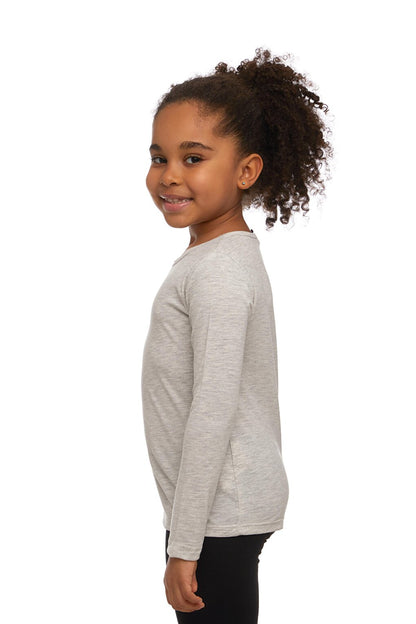 Gray 1 Girl Plain Basic Lycra Long Sleeve T-Shirt