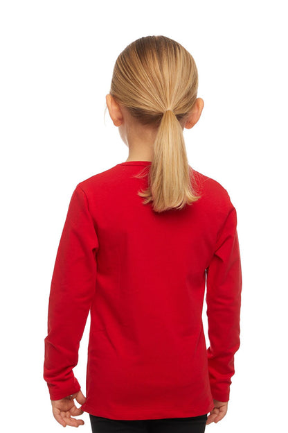 Light Red Girl's Plain Basic Lycra Long Sleeve T-Shirt