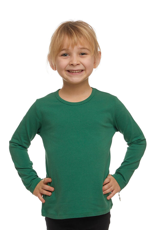 Sea Green Girl's Plain Basic Lycra Long Sleeve T-Shirt