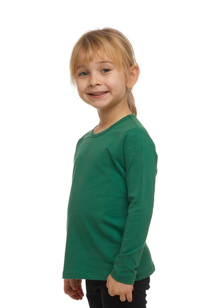 Sea Green Girl's Plain Basic Lycra Long Sleeve T-Shirt