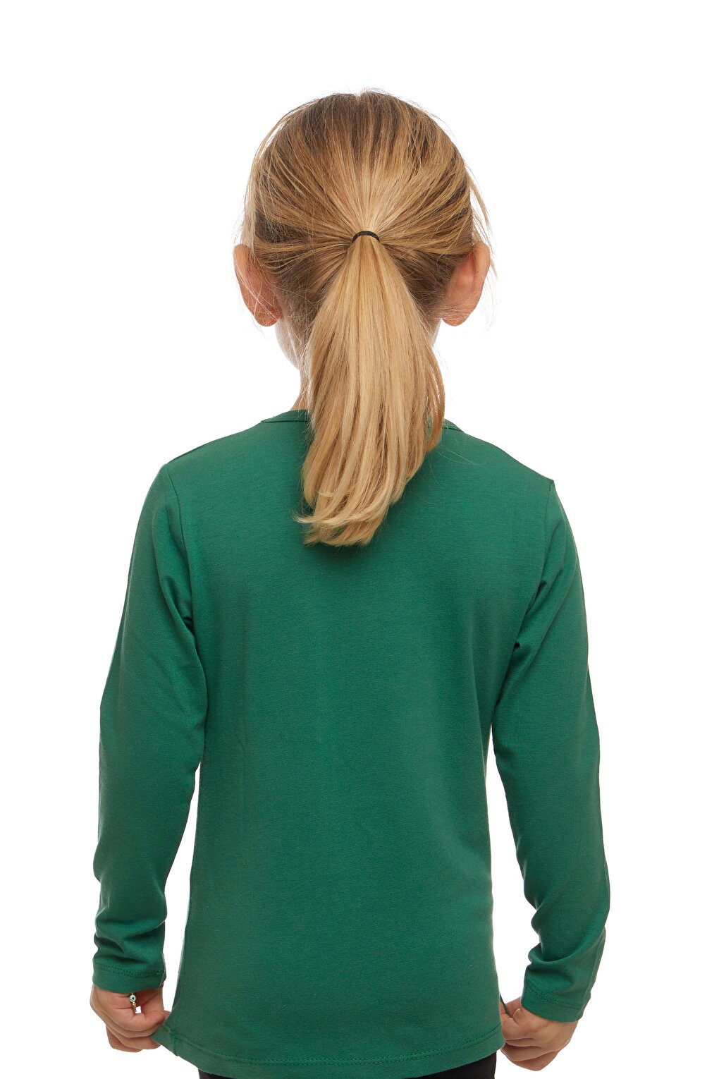 Sea Green Girl's Plain Basic Lycra Long Sleeve T-Shirt