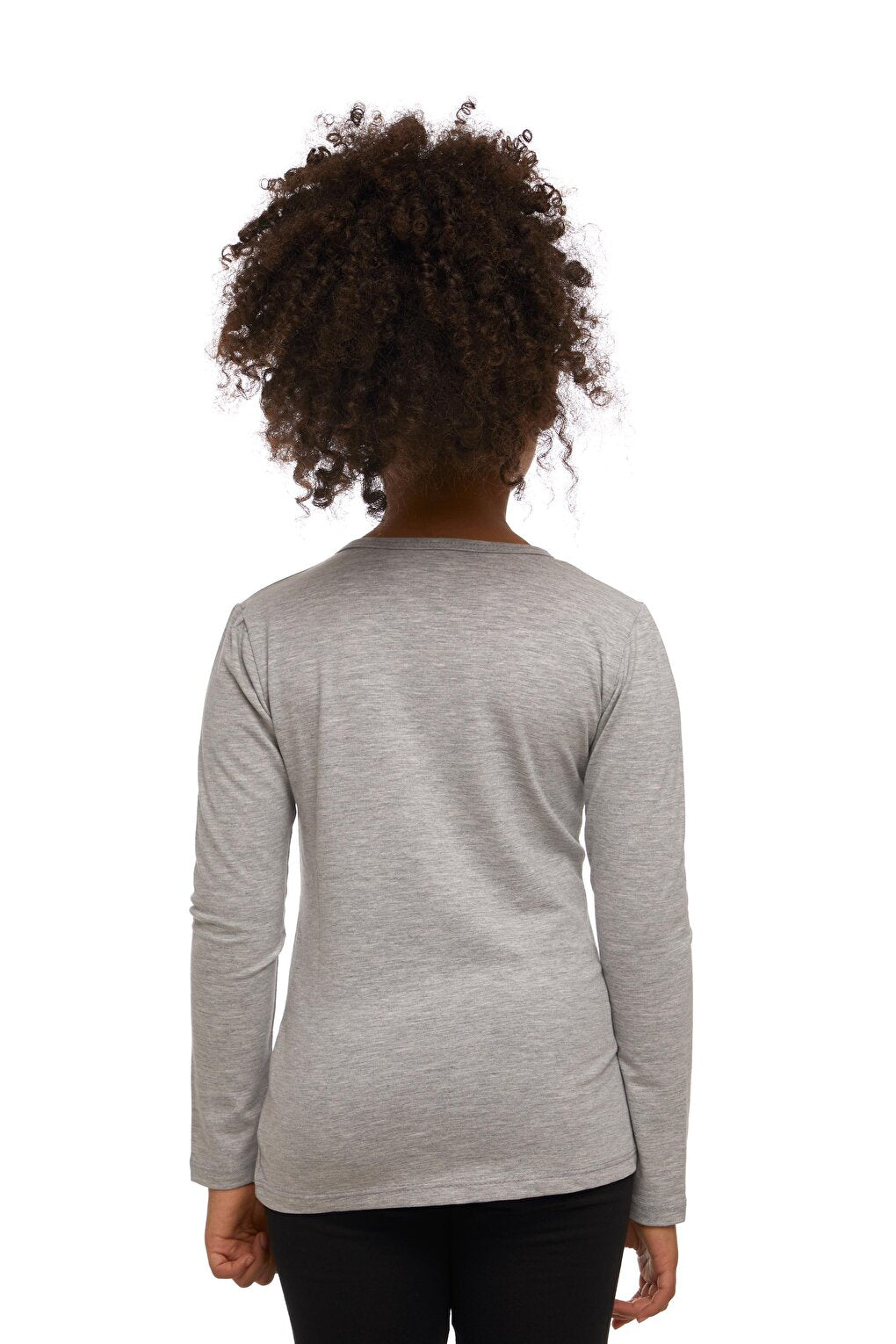 Gray 2 Girls Plain Basic Lycra Long Sleeve T-Shirt