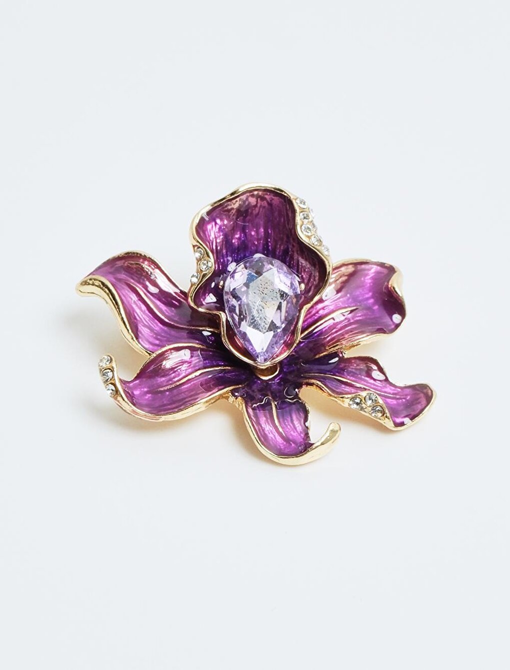 Fuchsia Shiny Stone Flower Figure Brooch