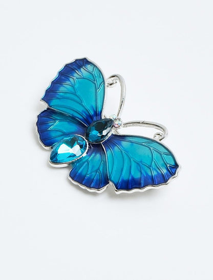 Blue Stone Butterfly Figure Brooch