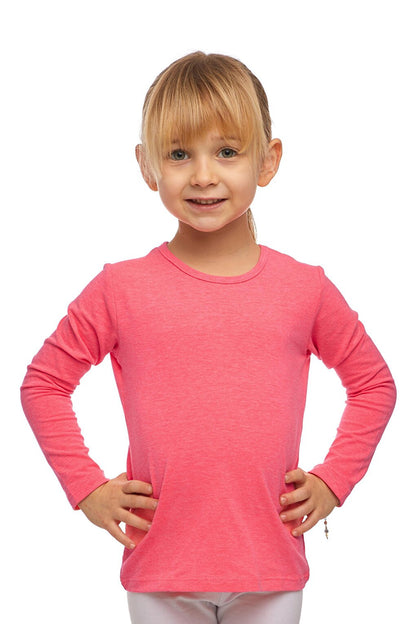 Phosphor Fuchsia Girl's Plain Basic Lycra Long Sleeve T-Shirt