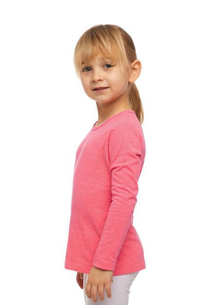 Phosphor Fuchsia Girl's Plain Basic Lycra Long Sleeve T-Shirt