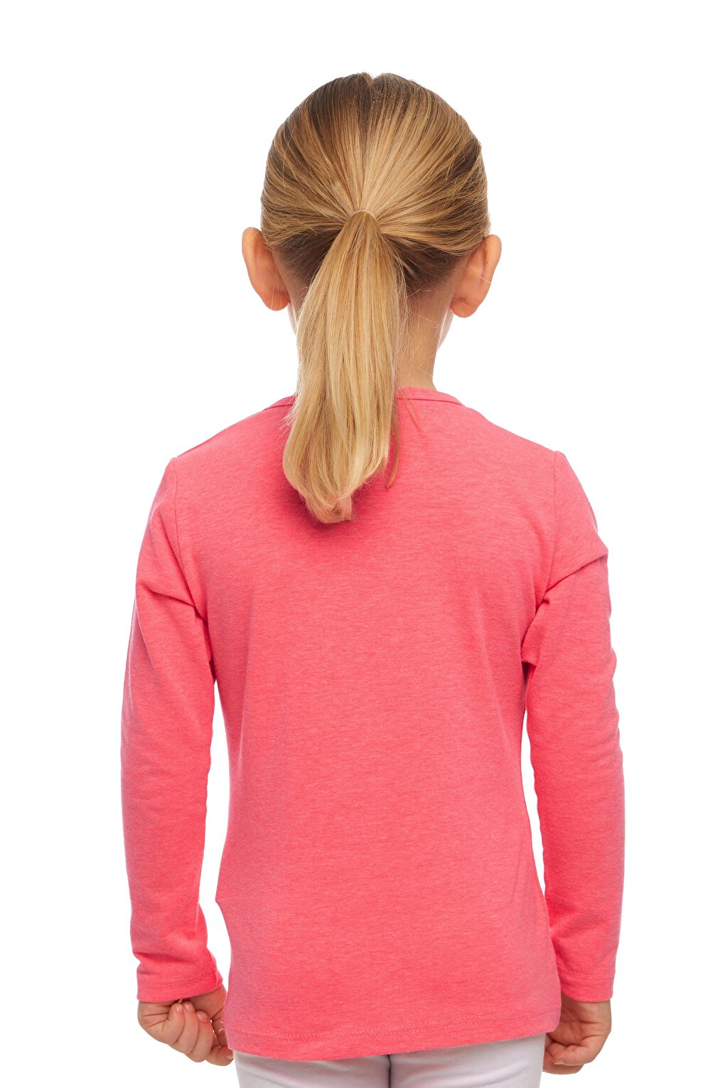 Phosphor Fuchsia Girl's Plain Basic Lycra Long Sleeve T-Shirt