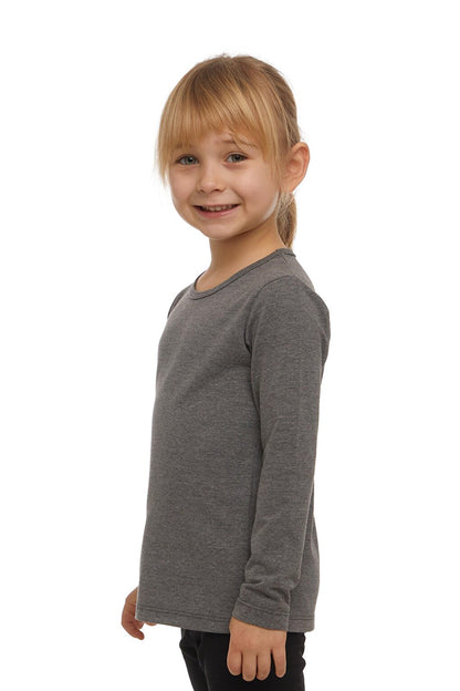 Gray 4 Girls Plain Basic Lycra Long Sleeve T-Shirt