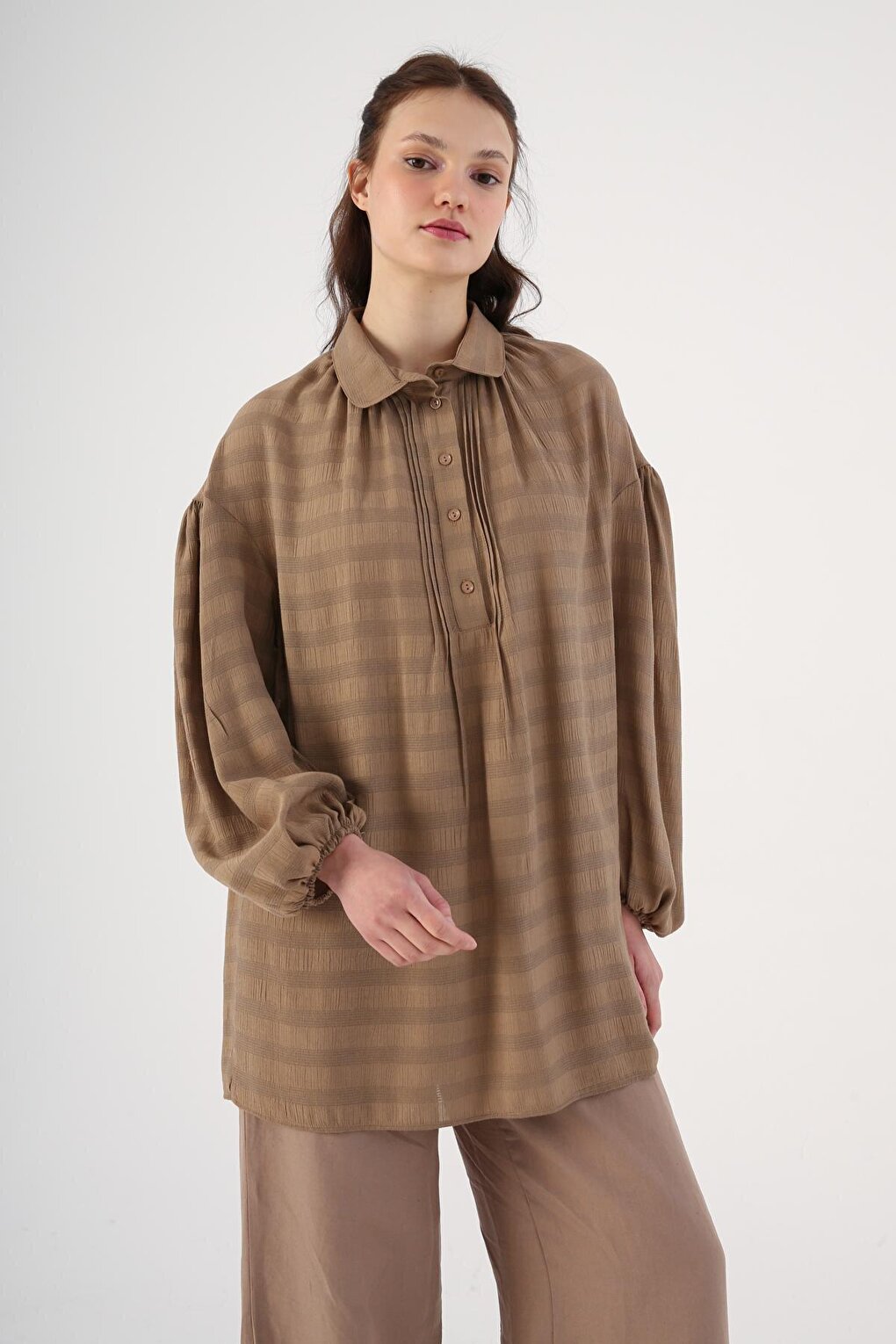 Mink Baby Collar Half Layer Oversize Tunic