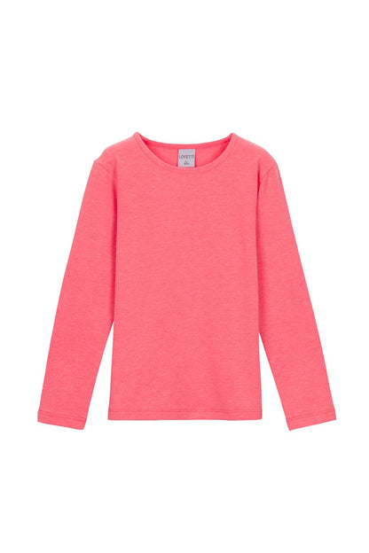 Phosphor Fuchsia Girl's Plain Basic Lycra Long Sleeve T-Shirt