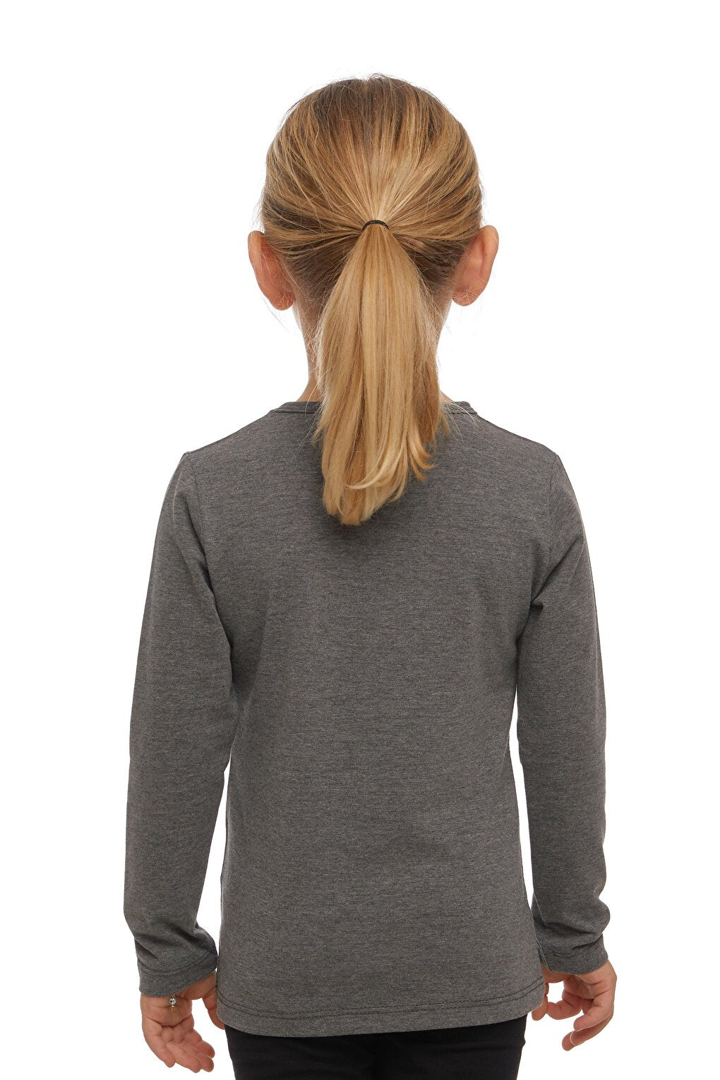 Gray 4 Girls Plain Basic Lycra Long Sleeve T-Shirt