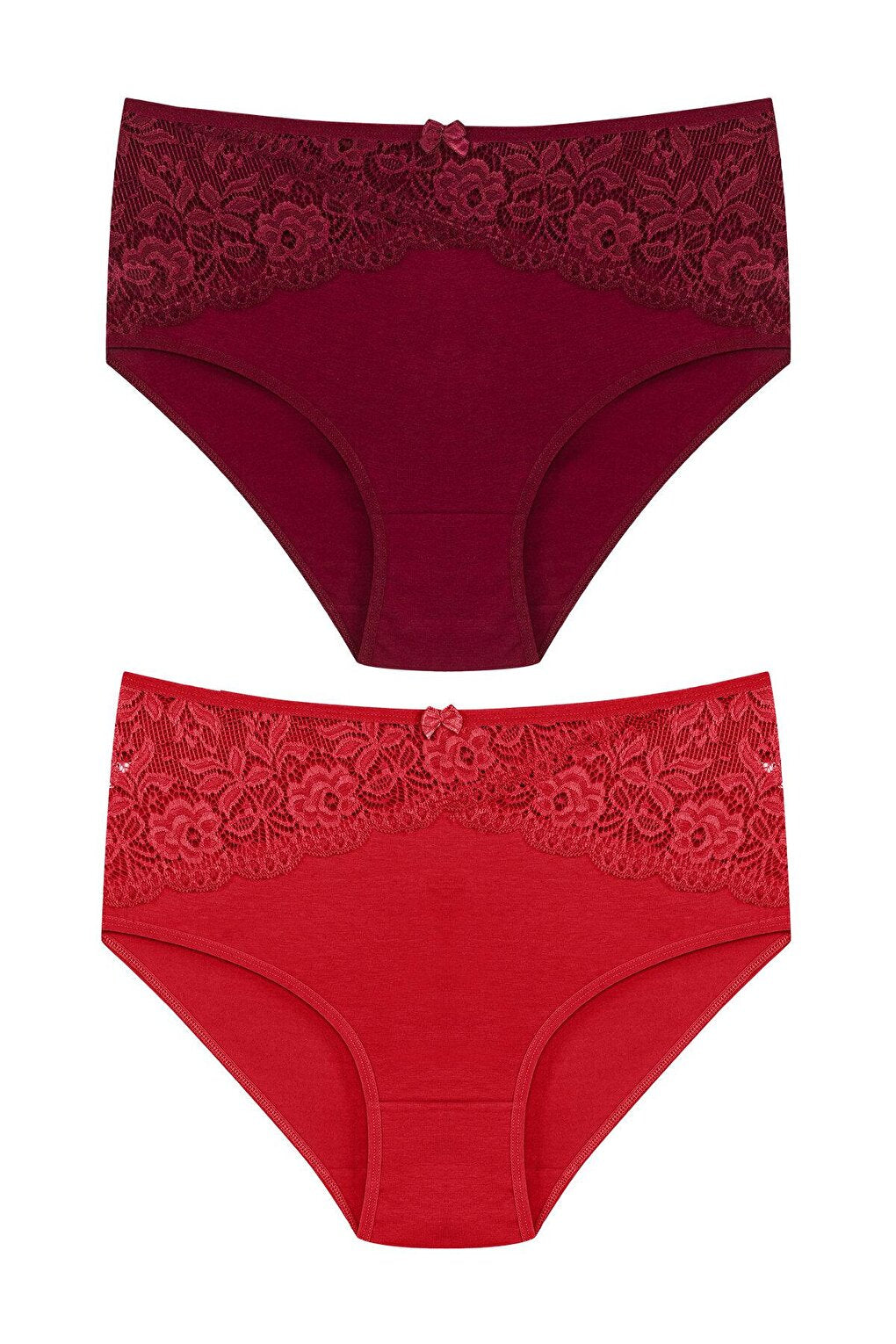 Cotton Inverted V Lace Front High Waist Plus Size Women's Panties 2-pack