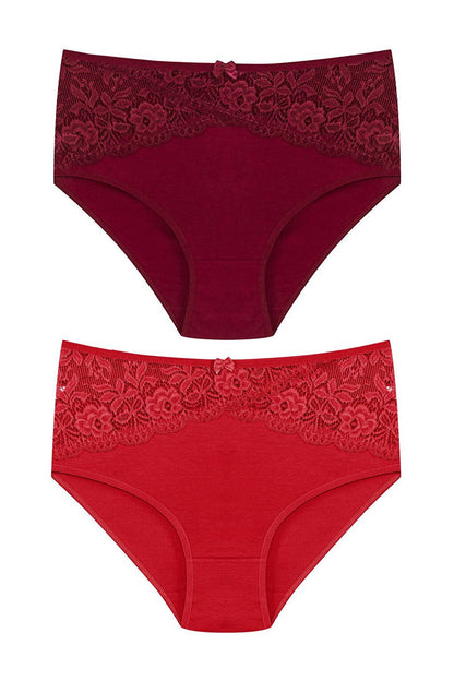 Cotton Inverted V Lace Front High Waist Plus Size Women's Panties 2-pack