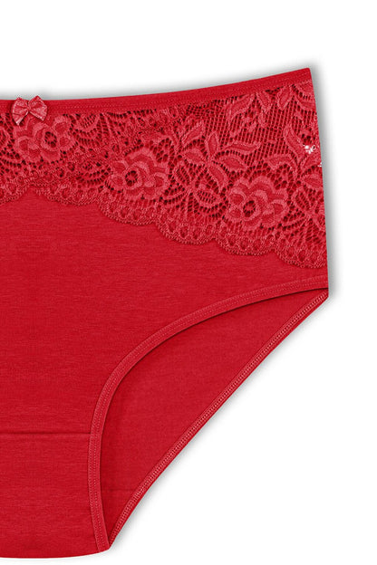 Cotton Inverted V Lace Front High Waist Plus Size Women's Panties