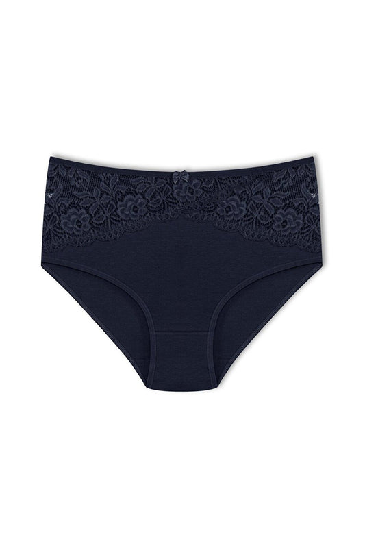 Cotton Inverted V Lace Front High Waist Plus Size Women's Panties