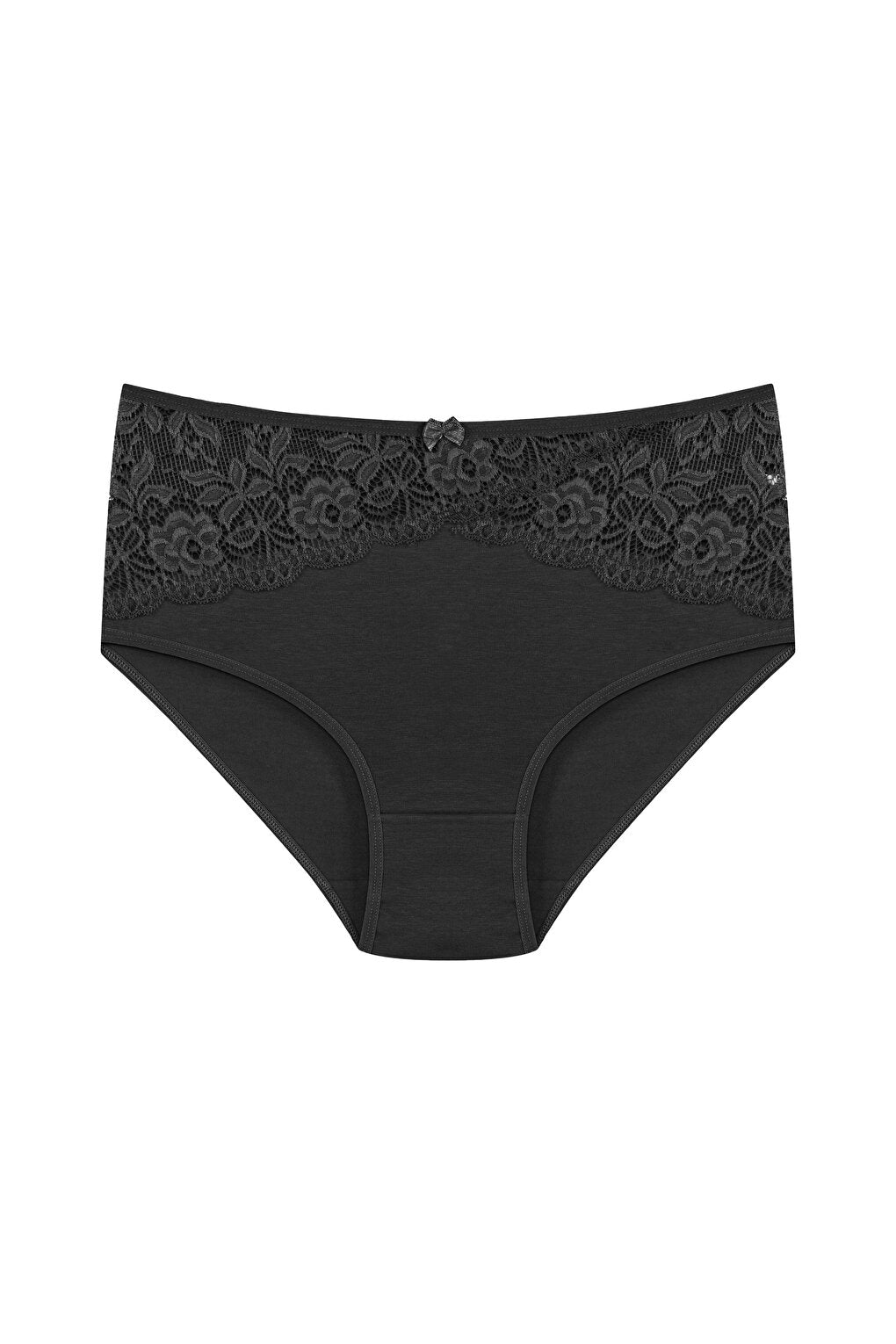 Cotton Inverted V Lace Front High Waist Plus Size Women's Panties