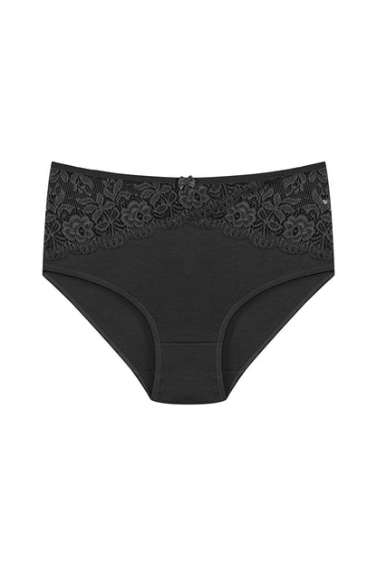 Cotton Inverted V Lace Front High Waist Plus Size Women's Panties