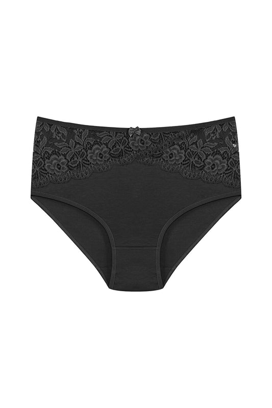 Cotton Inverted V Lace Front High Waist Plus Size Women's Panties