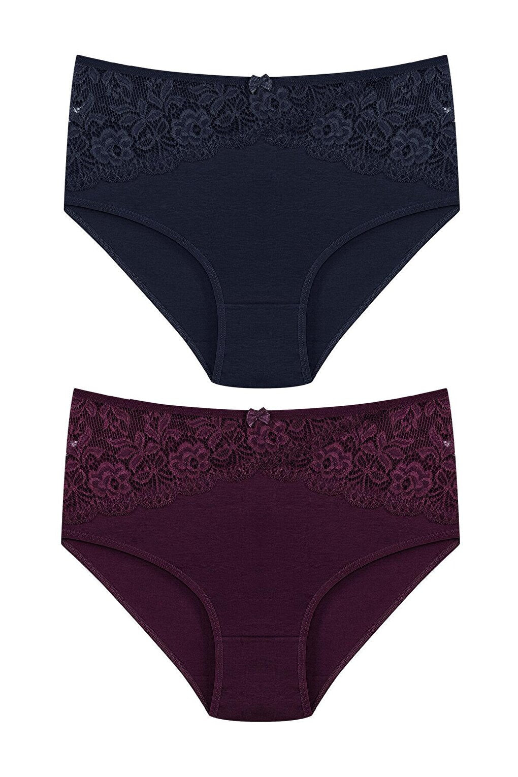 Cotton Inverted V Lace Front High Waist Plus Size Women's Panties 2-pack