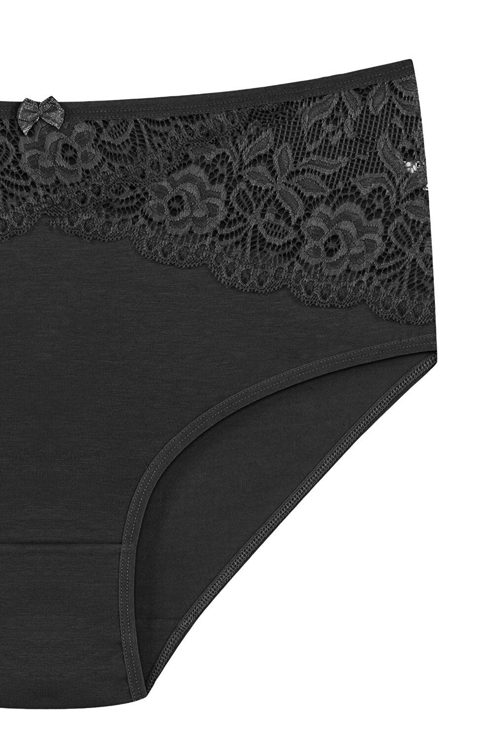 Cotton Inverted V Lace Front High Waist Plus Size Women's Panties