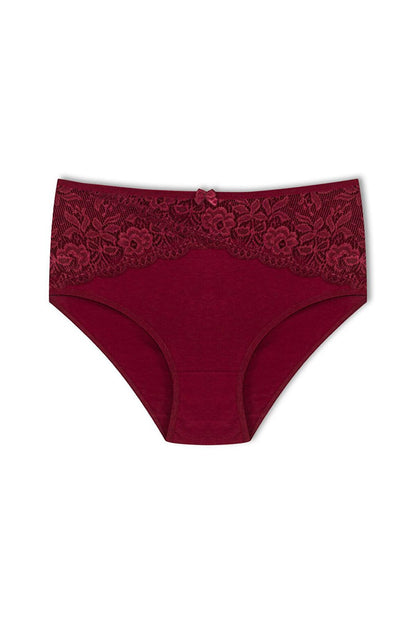 Cotton Inverted V Lace Front High Waist Plus Size Women's Panties