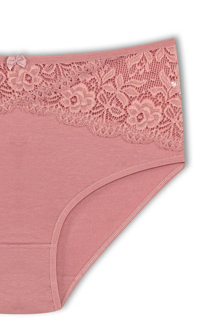 Cotton Inverted V Lace Front High Waist Plus Size Women's Panties