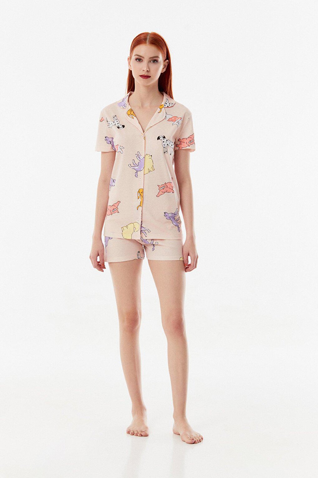 Printed Buttoned Shorts Pajama Set