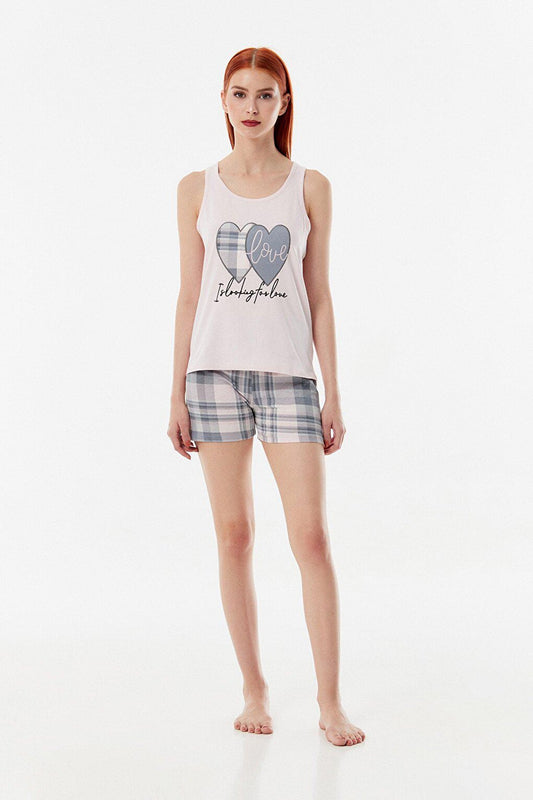 Heart Embroidered Shorts Pajama Set