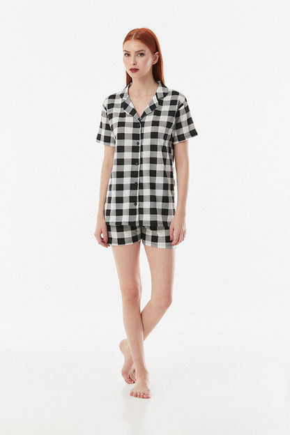 Plaid Patterned Shorts Pajama Set