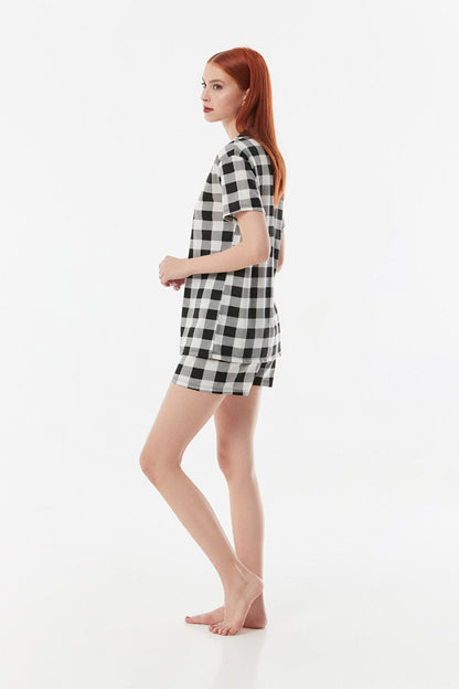 Plaid Patterned Shorts Pajama Set