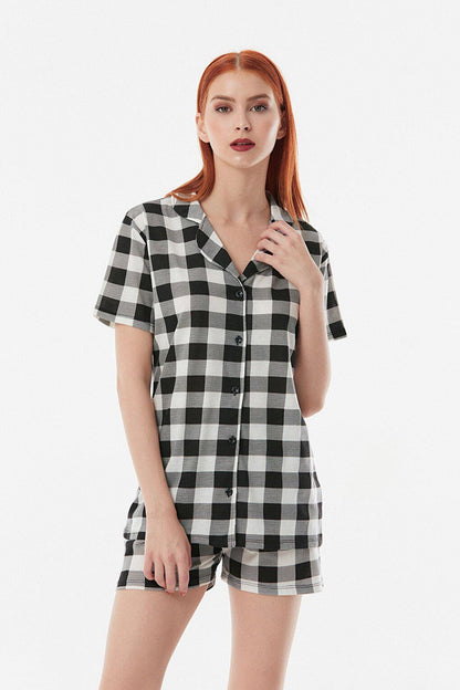 Plaid Patterned Shorts Pajama Set