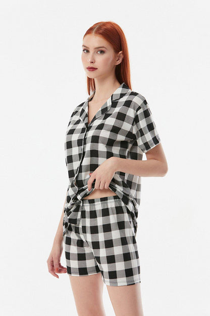 Plaid Patterned Shorts Pajama Set