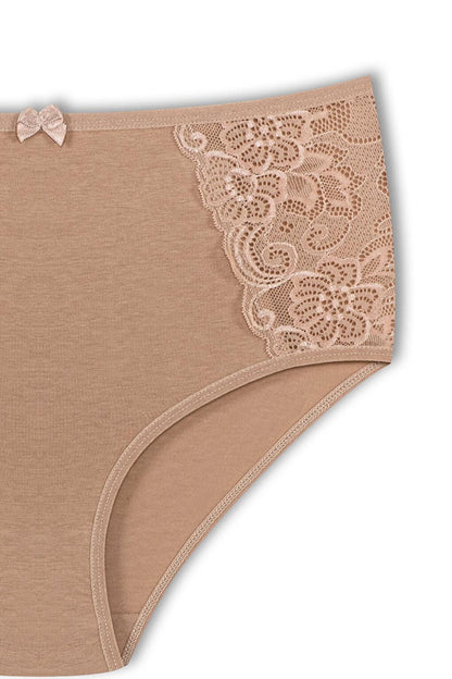 Cotton Lace Sides High Waist Plus Size Women's Panties 3-Piece