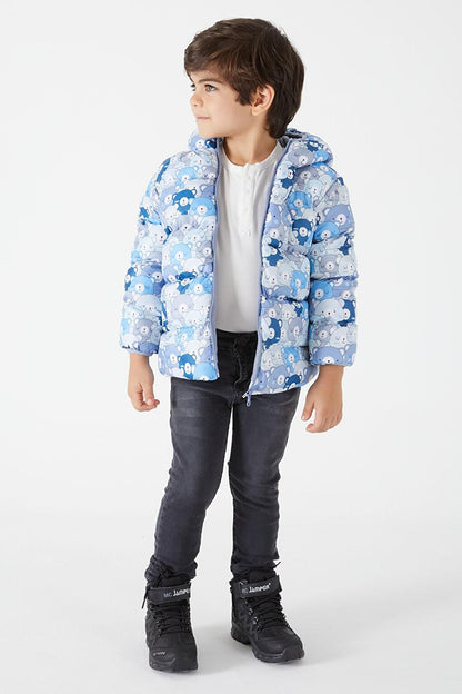 Boy's Coat Character Printed Blue 15604