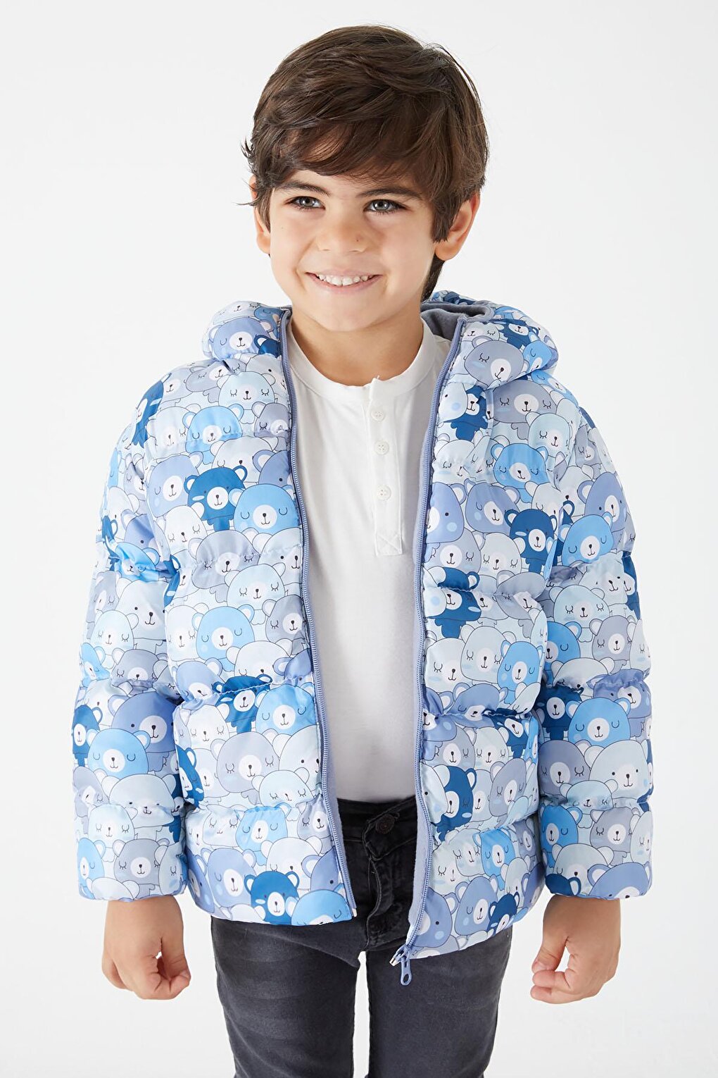 Boy's Coat Character Printed Blue 15604