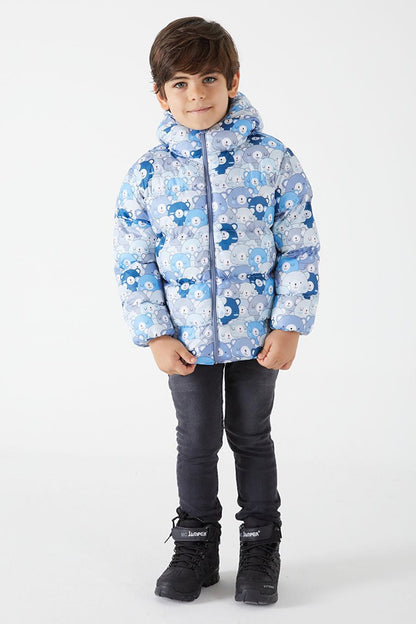 Boy's Coat Character Printed Blue 15604