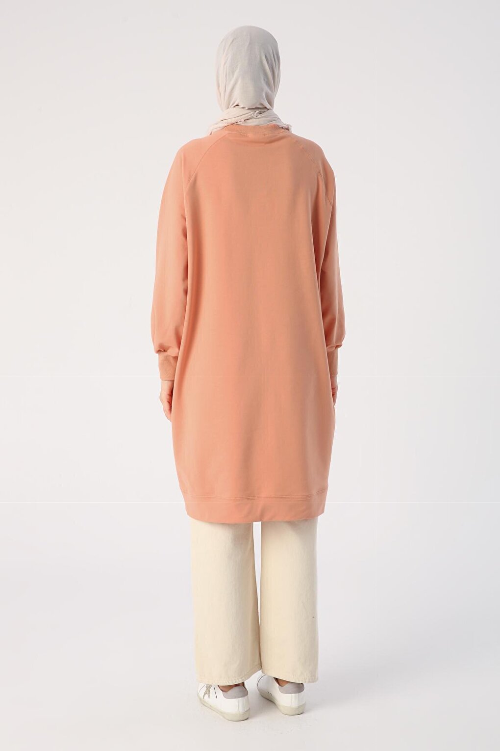 Salmon Large Size Embroidered Sweat Tunic