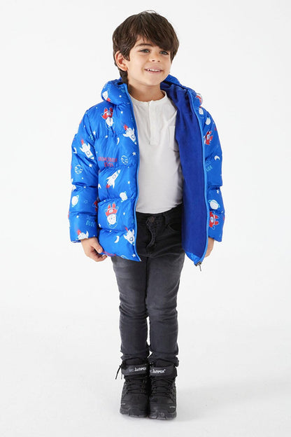 Boy's Coat Character Printed Blue 15611