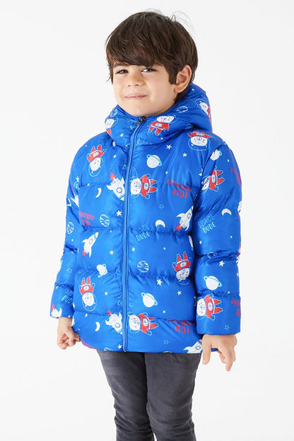 Boy's Coat Character Printed Blue 15611