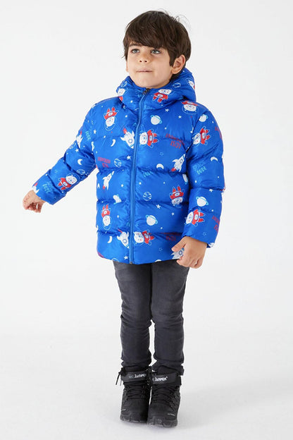 Boy's Coat Character Printed Blue 15611